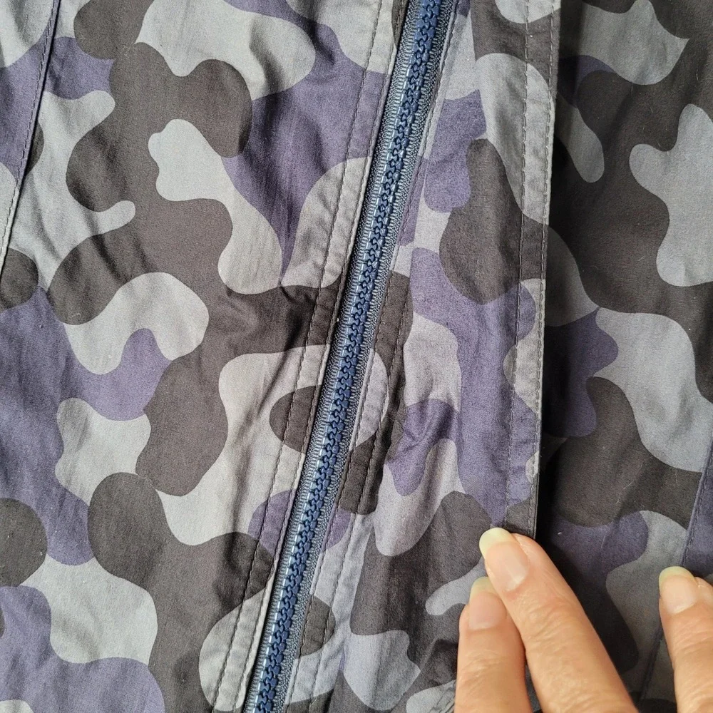 London Fog Jacket Mens L Blue Camo Winning Edge Full Zip Vintage Windbreaker‎